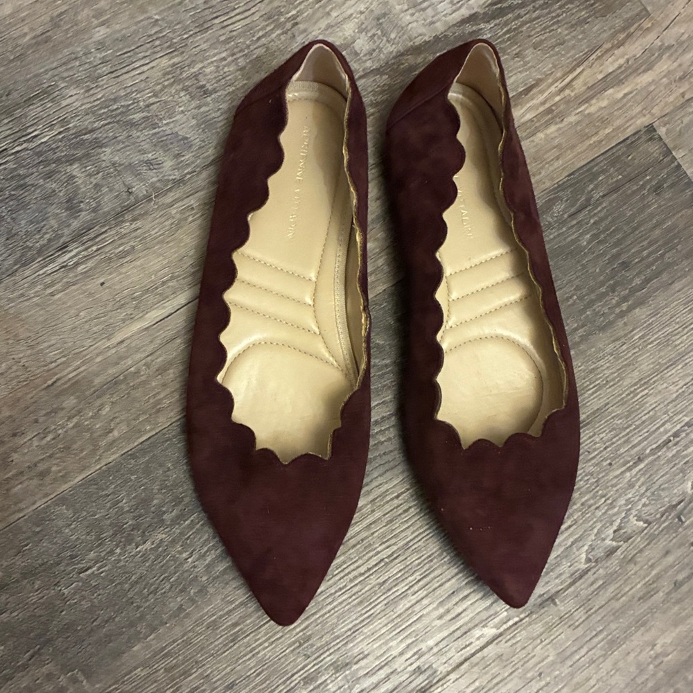 Adrienne Vittadini Deep Wine
Suede Pointed Toe Flat Sz 8.5. Winter Vibes NWOB